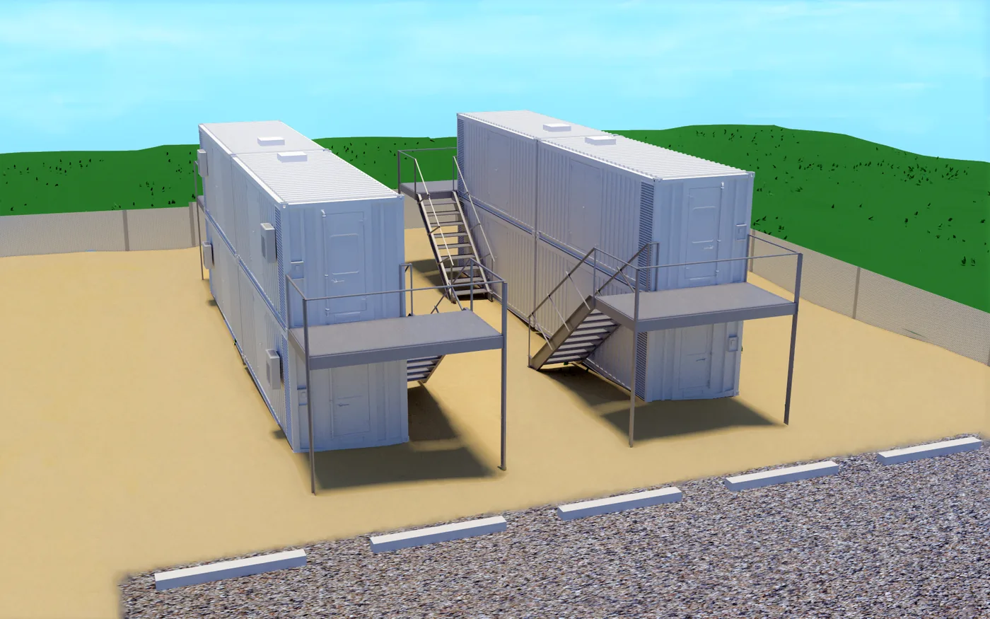 Concept rendering of soundproofed practice-space containers